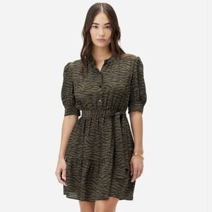 Amour Vert Malta Washable Silk Dress Green Zebra